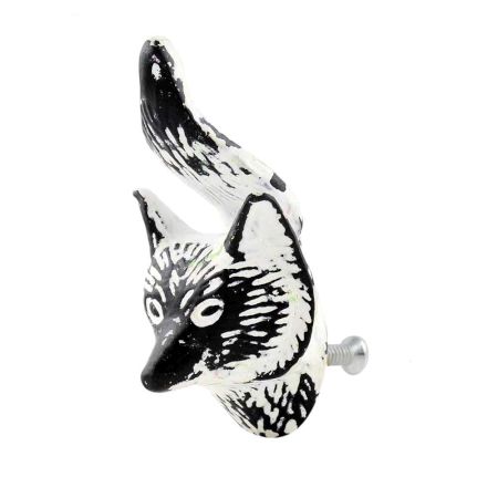 White Fox Face Distressed Iron Cabinet Knobs